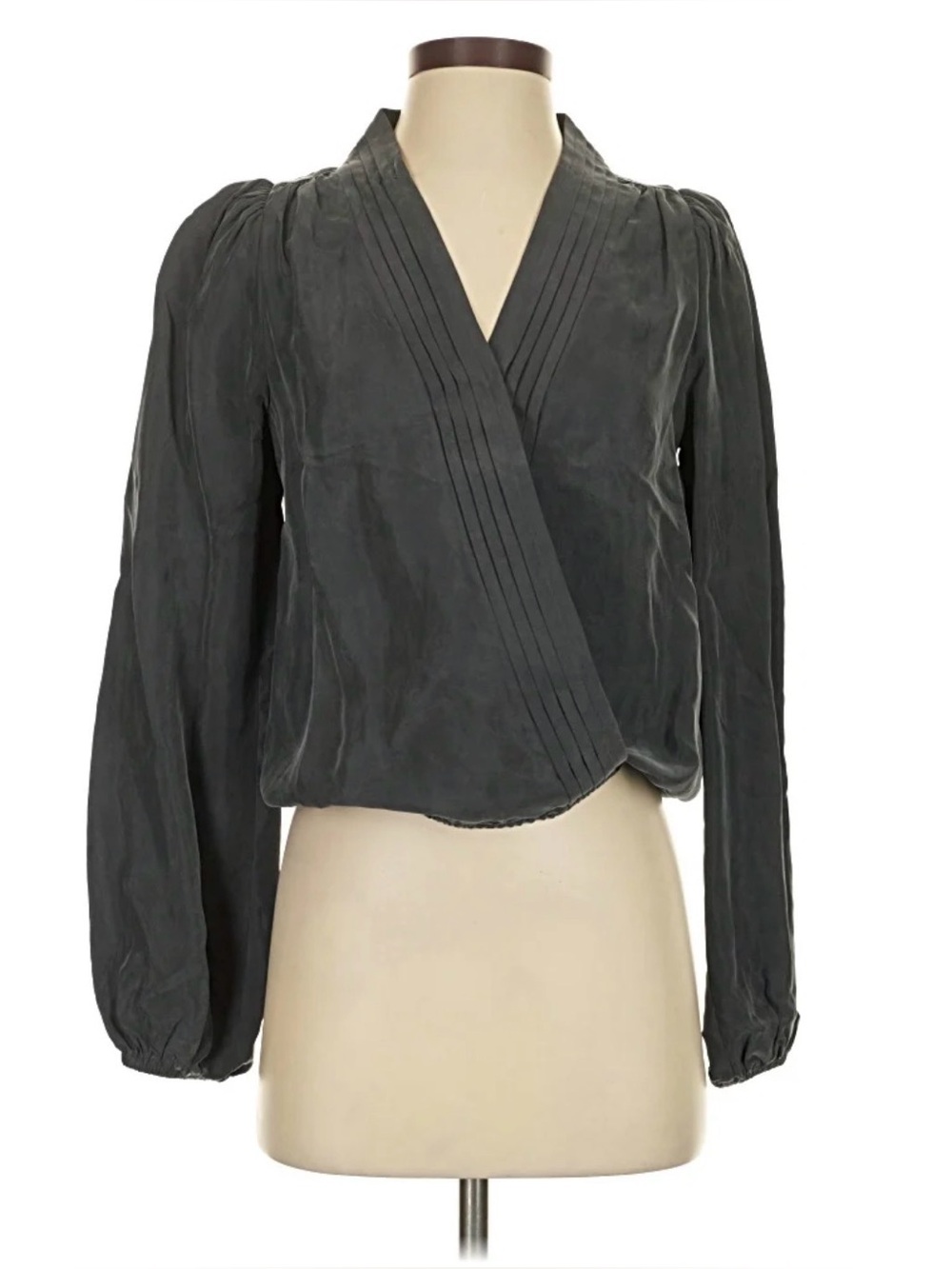 Evereve Slate Gray Wrap Blouse